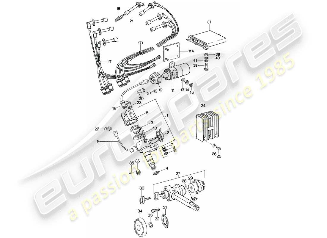 porsche 1979 (911) motorelektrik - lenkschloss ersatzteildiagramm