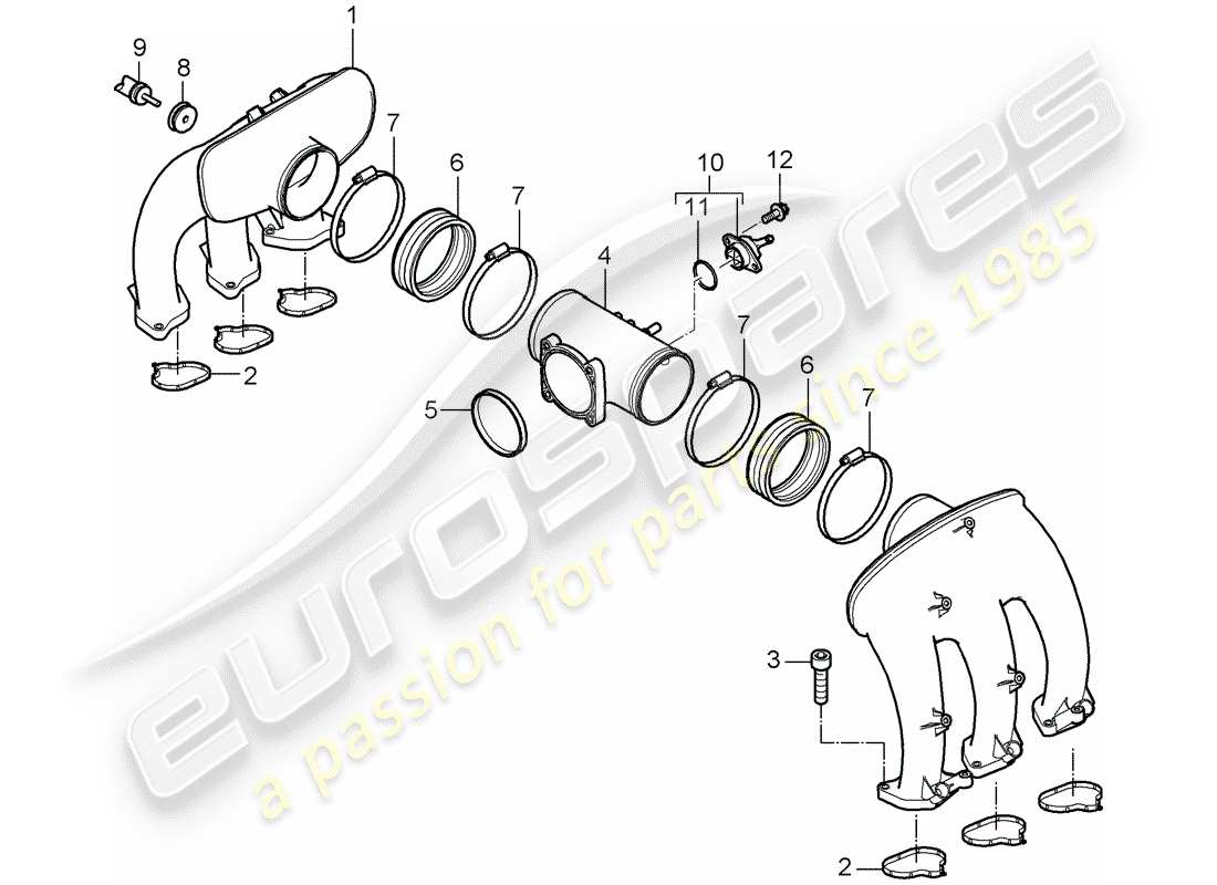 porsche 2008 (997-1 turbo / gt2) ansaugluftverteiler teilediagramm