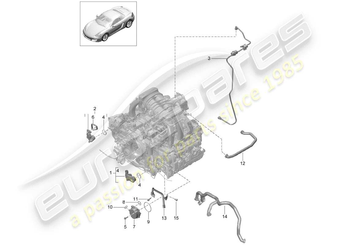porsche 2013 (981 boxster) kurbelgehäuse-teilediagramm