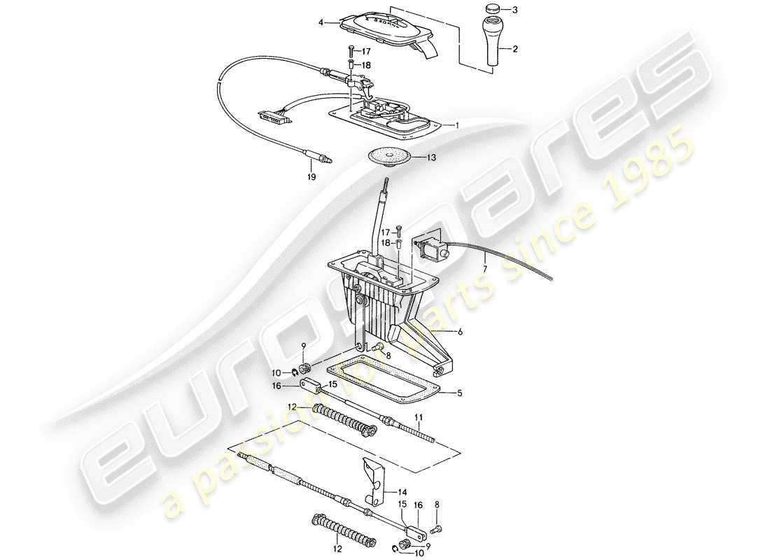 porsche 1998 (993) wählhebel - tiptronic ersatzteildiagramm
