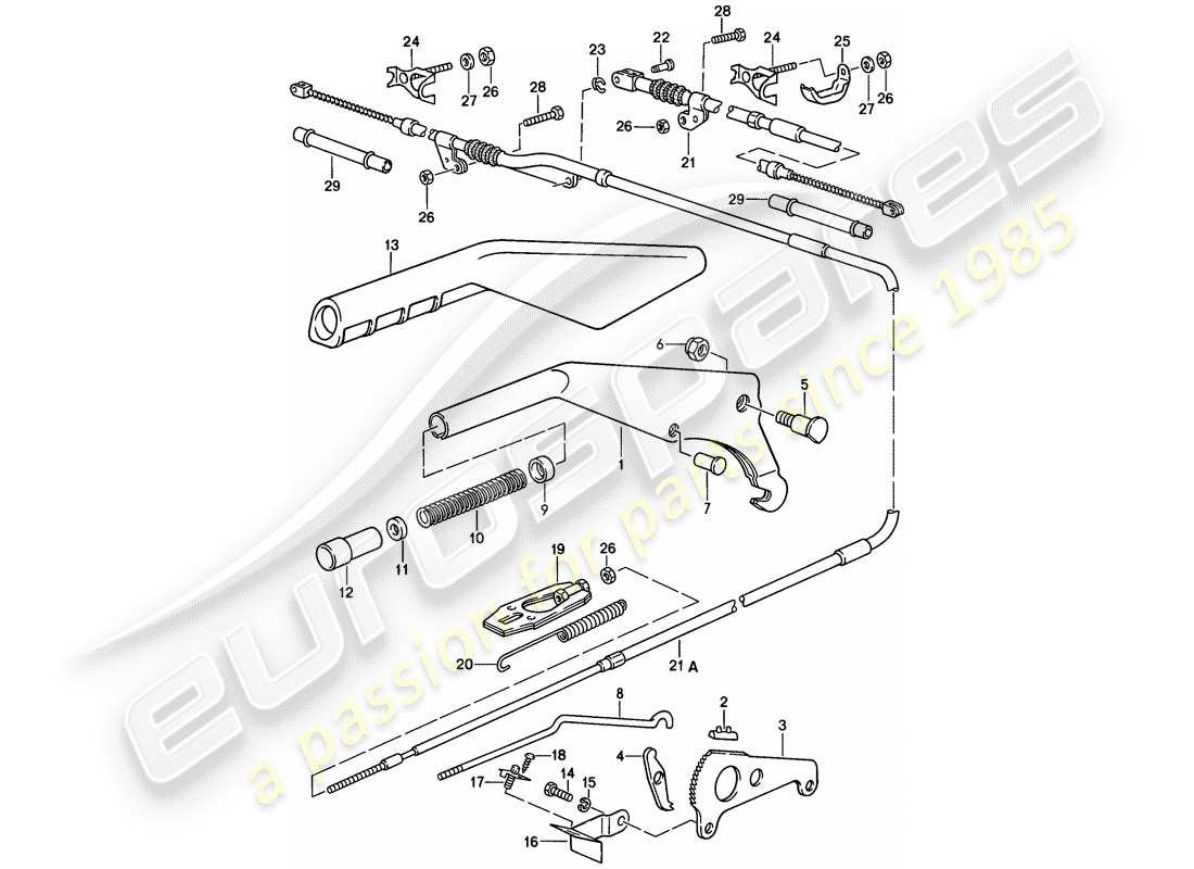 porsche 1986 (928) aktuator - handbremse ersatzteildiagramm