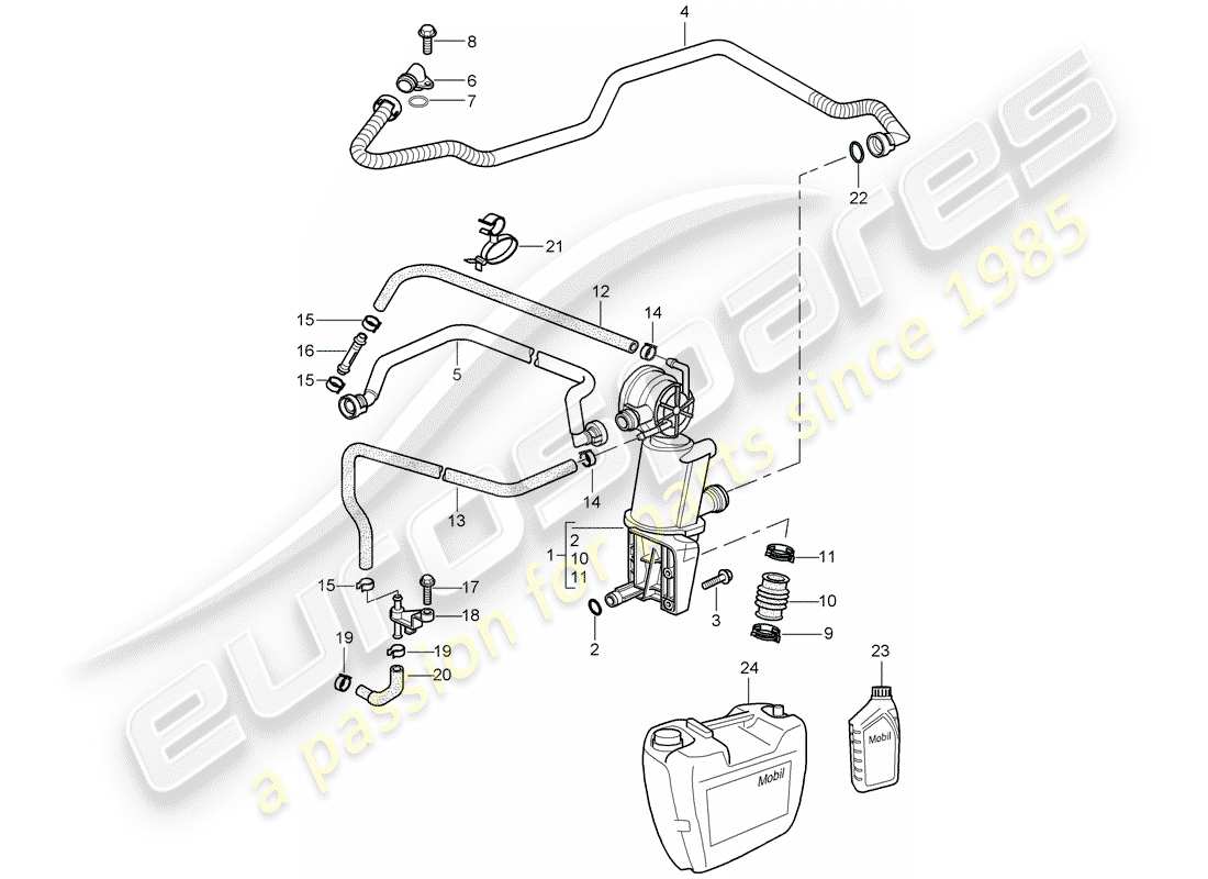 porsche 1999 (996) kurbelgehäuse - ölabscheider ersatzteildiagramm