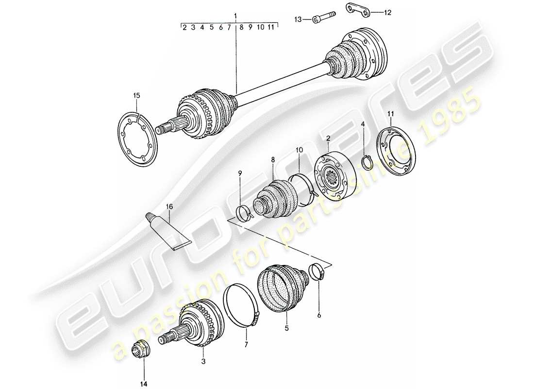 porsche 1987 (959) antriebswelle teilediagramm