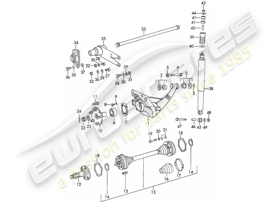 porsche 1966 (911/912) hinterachse - d - mj 1969>> - mj 1969 ersatzteildiagramm