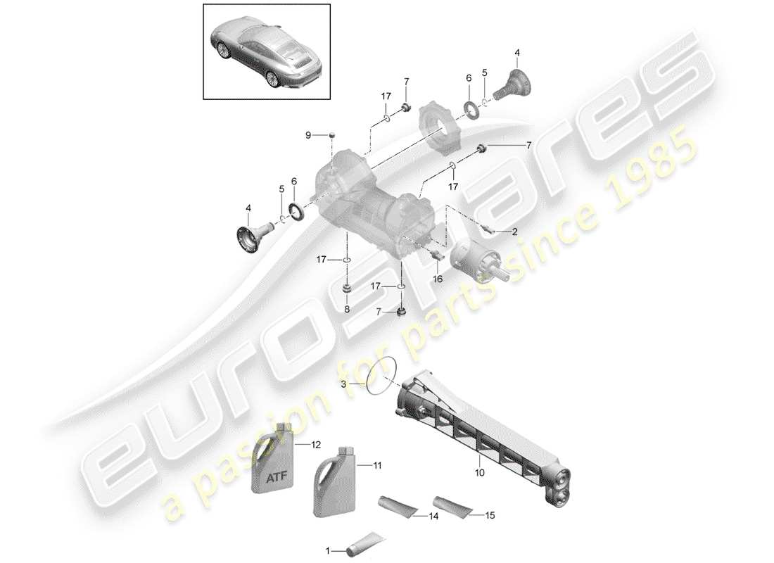 porsche 2018 (991-2) vorderachsdifferential ersatzteildiagramm