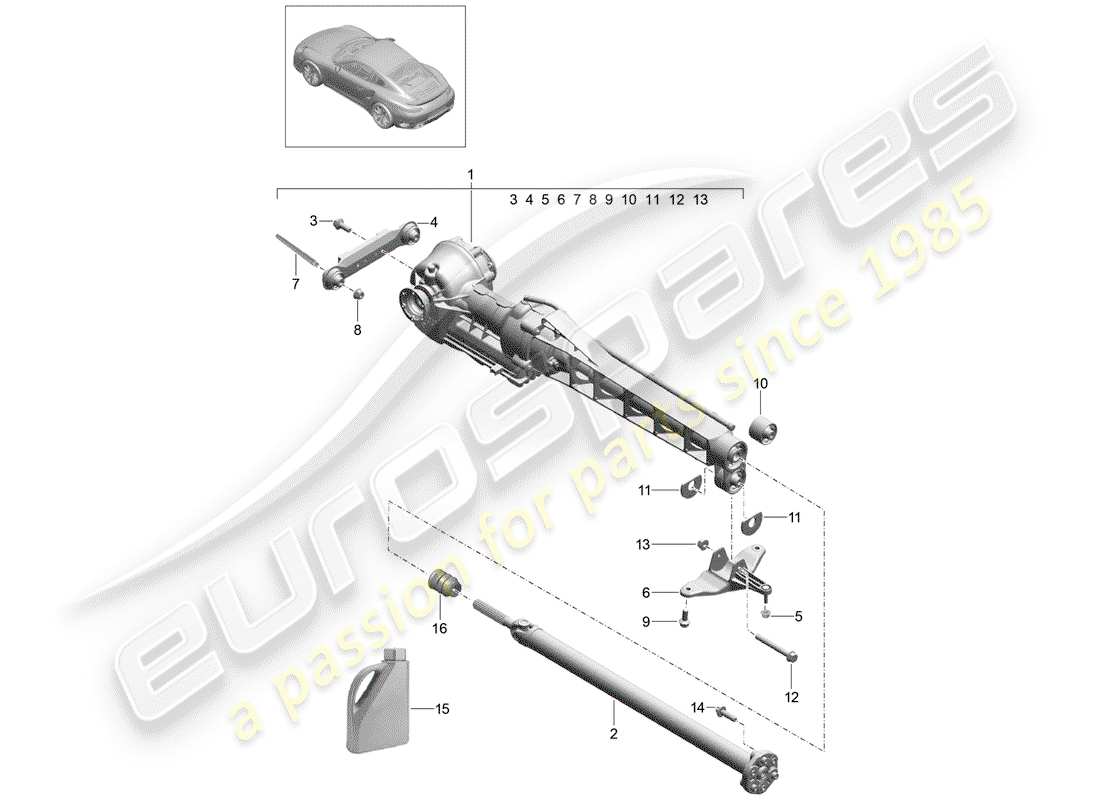 porsche 991 turbo (2015) vorderachsdifferential ersatzteildiagramm