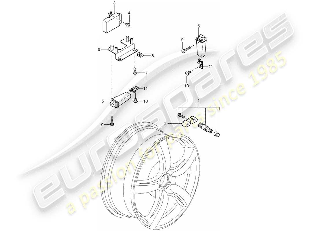 porsche 2004 (carrera gt) reifendruck-kontrollsystem teilediagramm