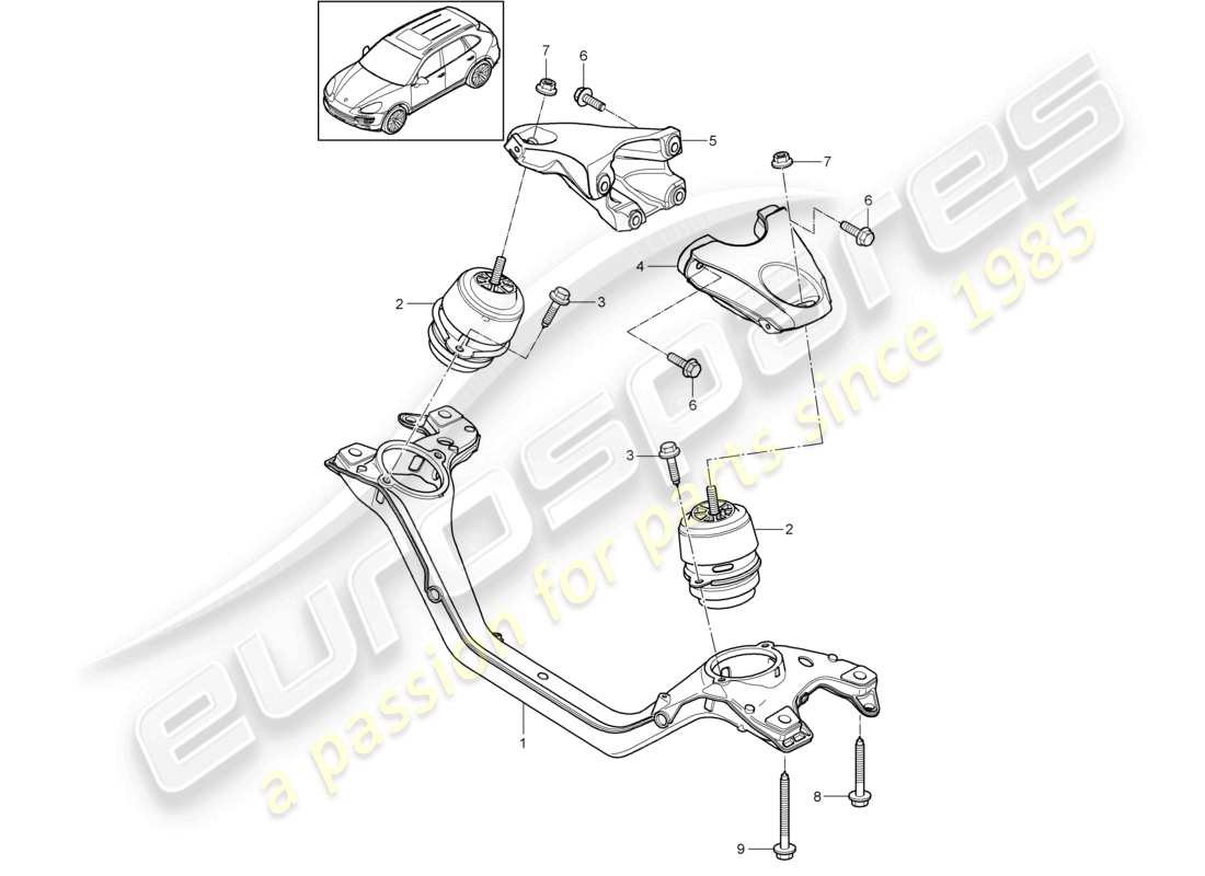 porsche 2012 (cayenne e2 92a) motorhebevorrichtung unten teilediagramm