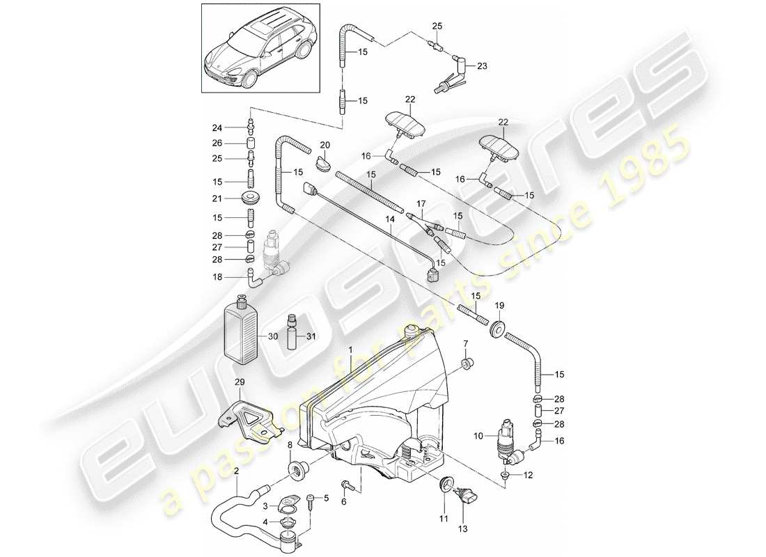 porsche 2012 (cayenne e2 92a) scheibe - ersatzteildiagramm