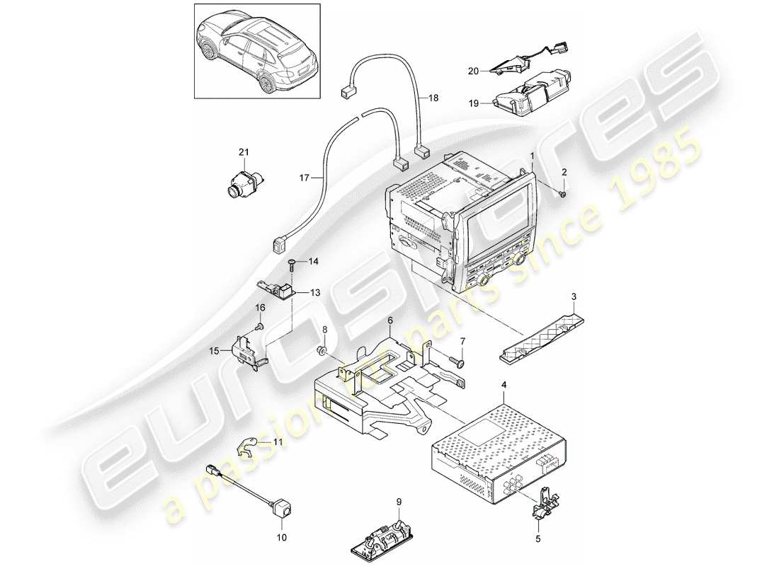 porsche 2015 (cayenne e2 92a) navigationssystem teilediagramm