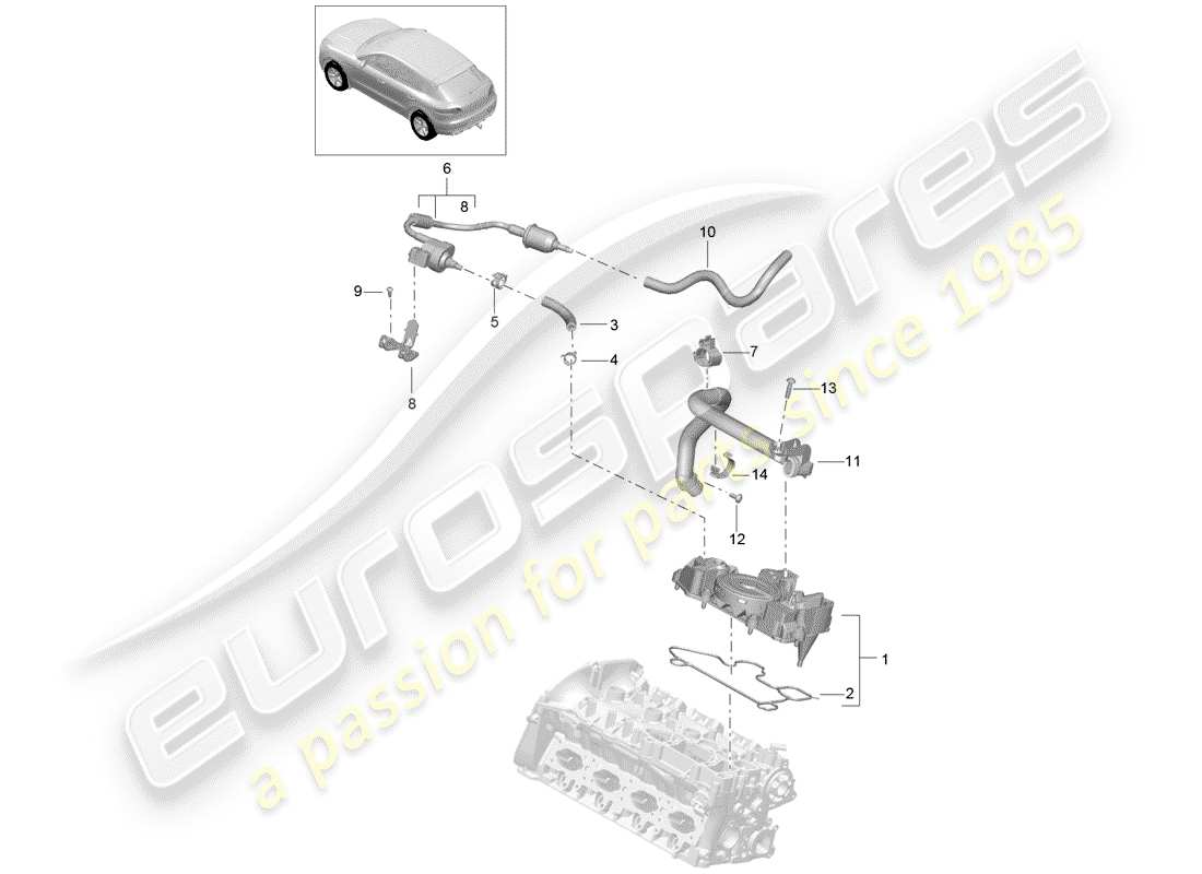 porsche 2016 (macan) ölabscheider ersatzteildiagramm