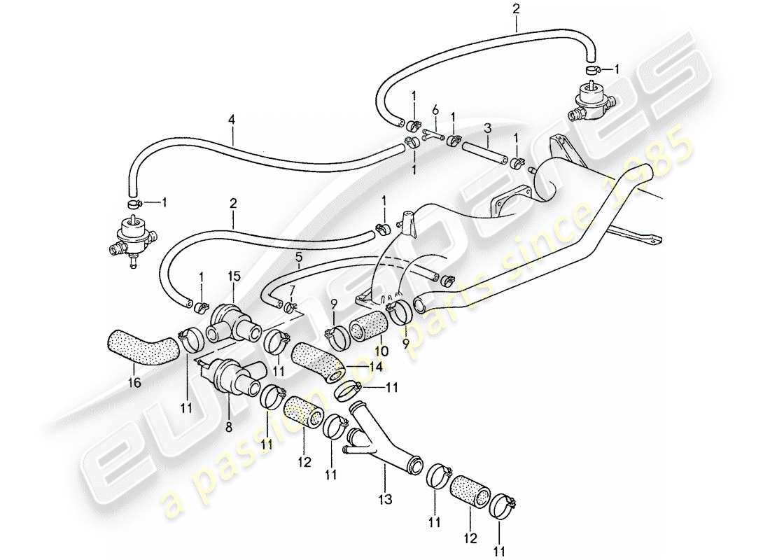 porsche 1988 (959) gemischvorbereitung 3 ersatzteildiagramm