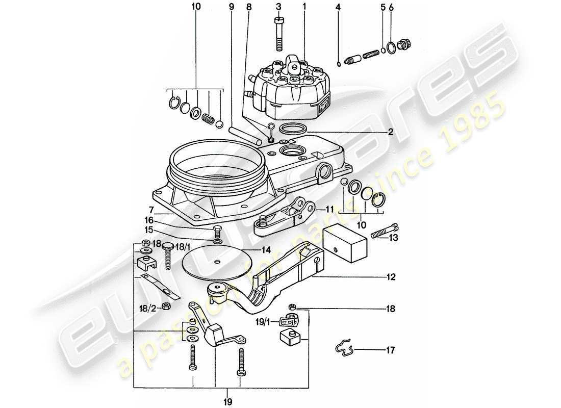 porsche 1974 (911) gemischreglereinheit - einzelteile ersatzteilübersicht