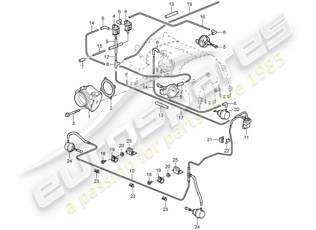 porsche 2008 (997-1 gt3) drosselklappengehäuse - teilediagramm
