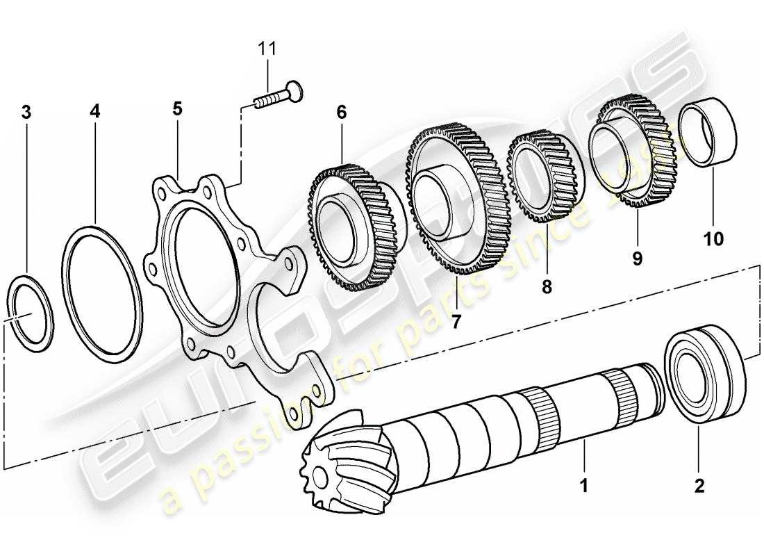 porsche 2003 (986 boxster) zahnräder und wellen ersatzteildiagramm