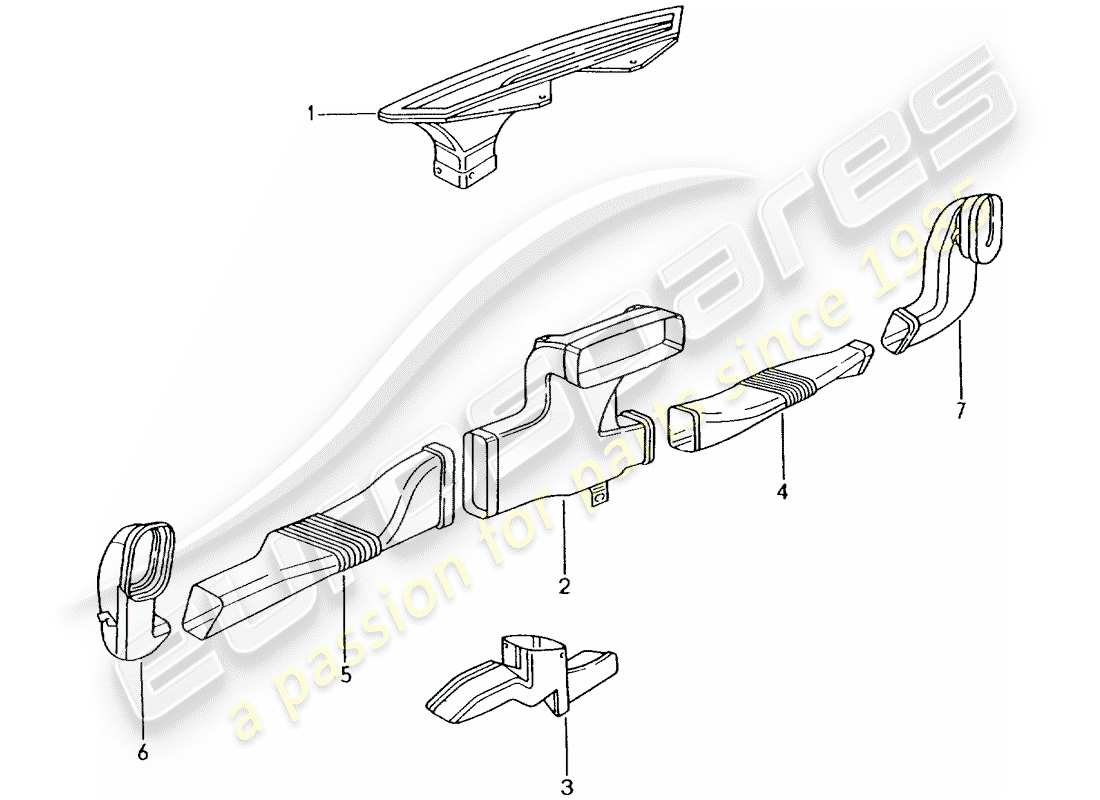 porsche 2004 (996 turbo / gt2) heizung - luftverteiler ersatzteildiagramm