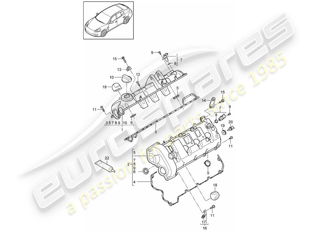 porsche 2014 (panamera 970) ventildeckel ersatzteildiagramm