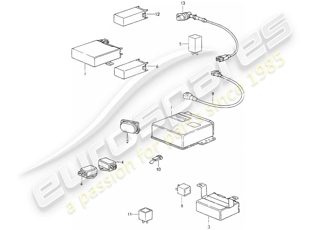porsche 1990 (964) steuergeräte ersatzteildiagramm