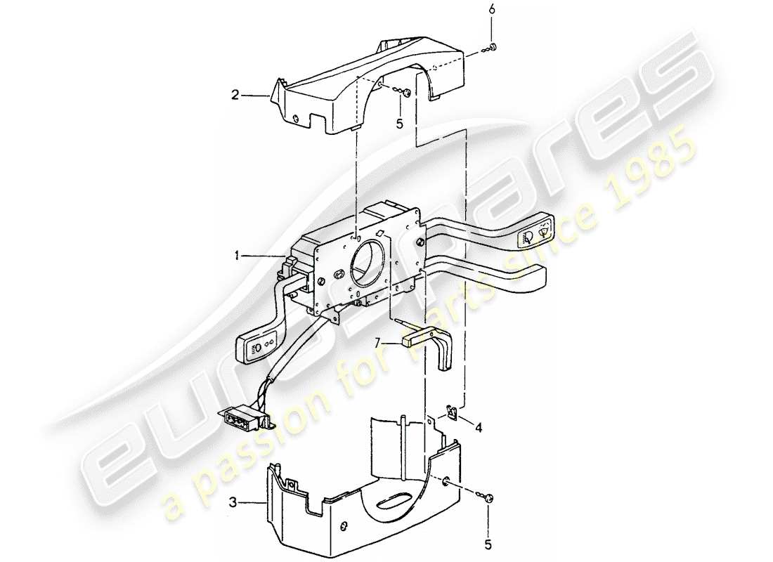 porsche 1990 (964) lenkstockschalter ersatzteildiagramm
