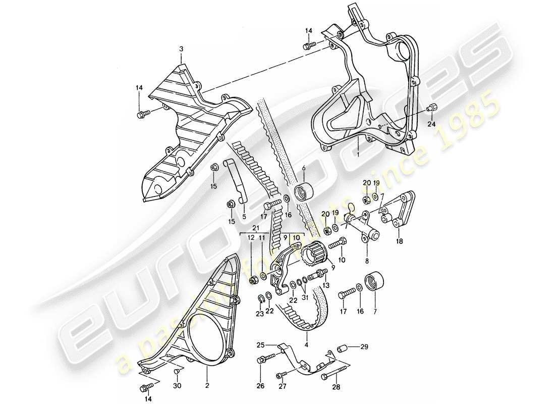 porsche 1995 (968) antriebsmechanismus - nockenwelle ersatzteildiagramm