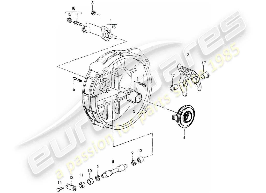 porsche 1992 (964) kupplungsausrückung ersatzteildiagramm