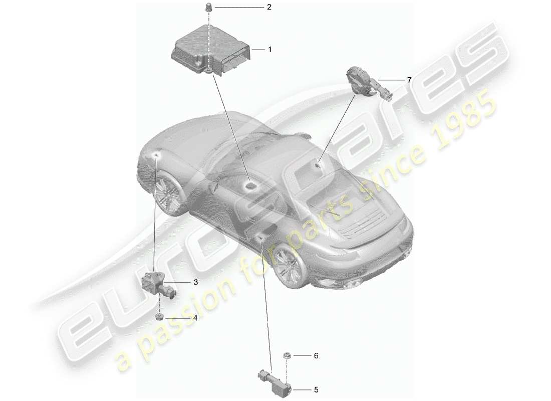 porsche 2014 (991-1 turbo) airbag-steuermodul teilediagramm