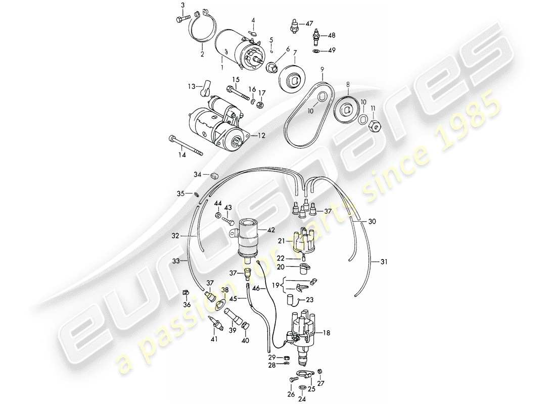 porsche 1966 (911/912) motorelektrik teilediagramm