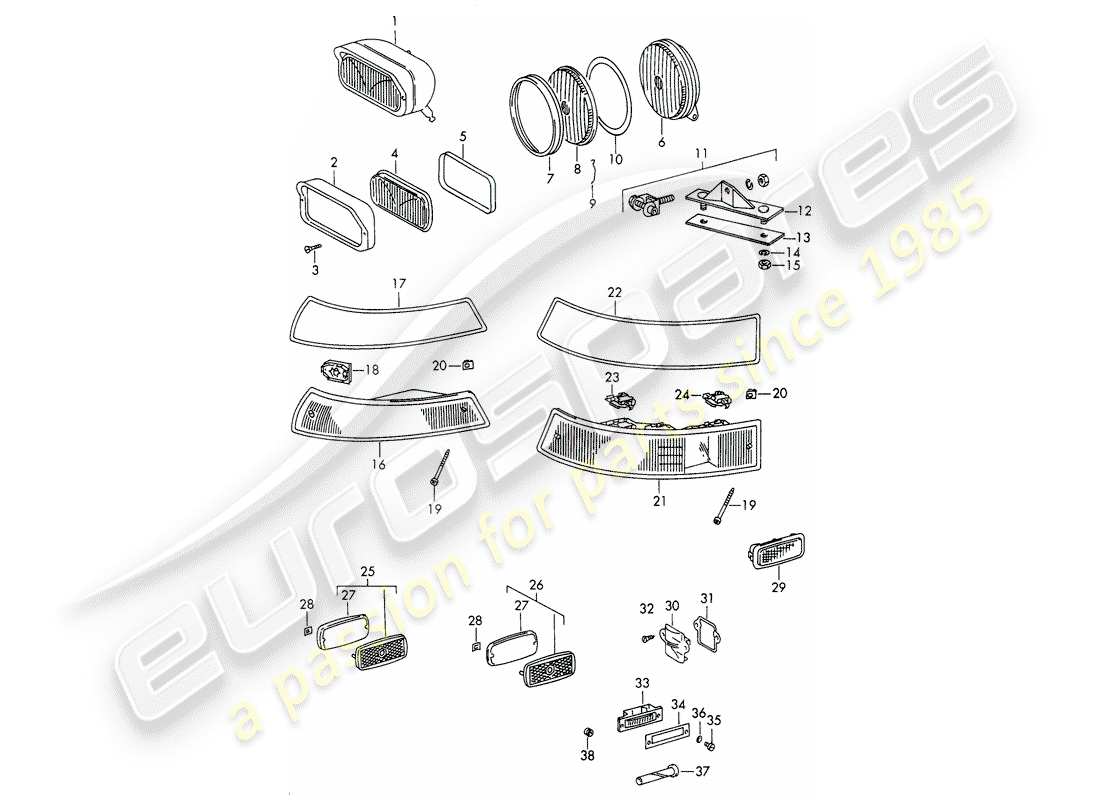 porsche 1966 (911/912) beleuchtung teilediagramm