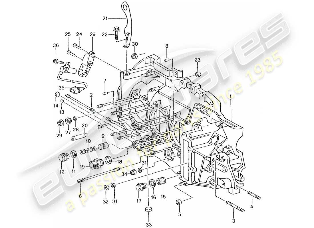 porsche 2002 (996 gt3) kurbelgehäuse-teilediagramm