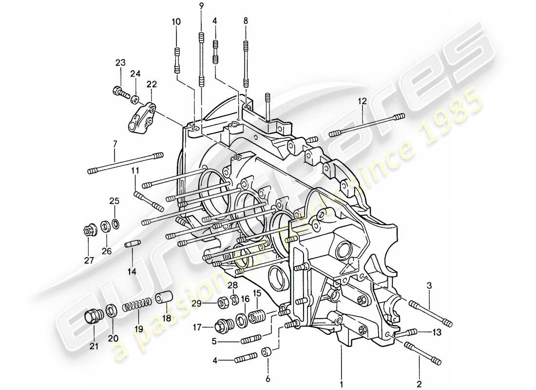 porsche 1988 (959) kurbelgehäuse-teilediagramm