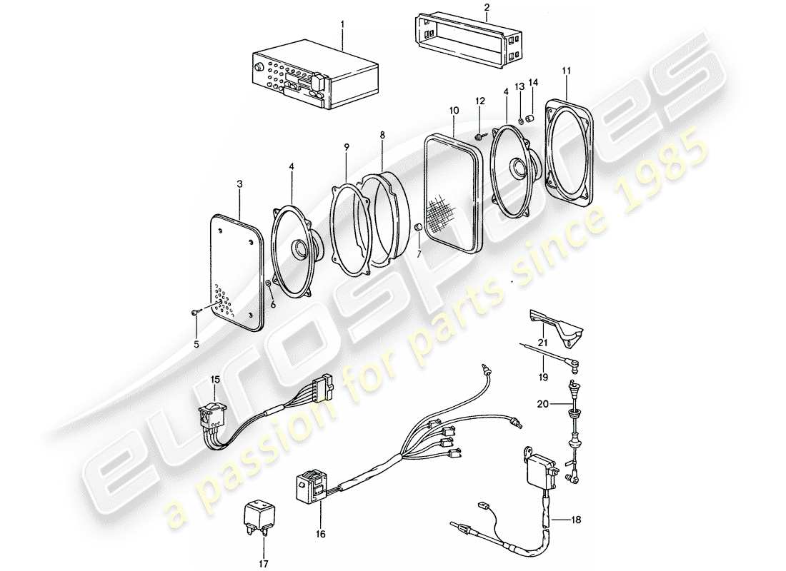 porsche 1989 (944) funkgerät teilediagramm