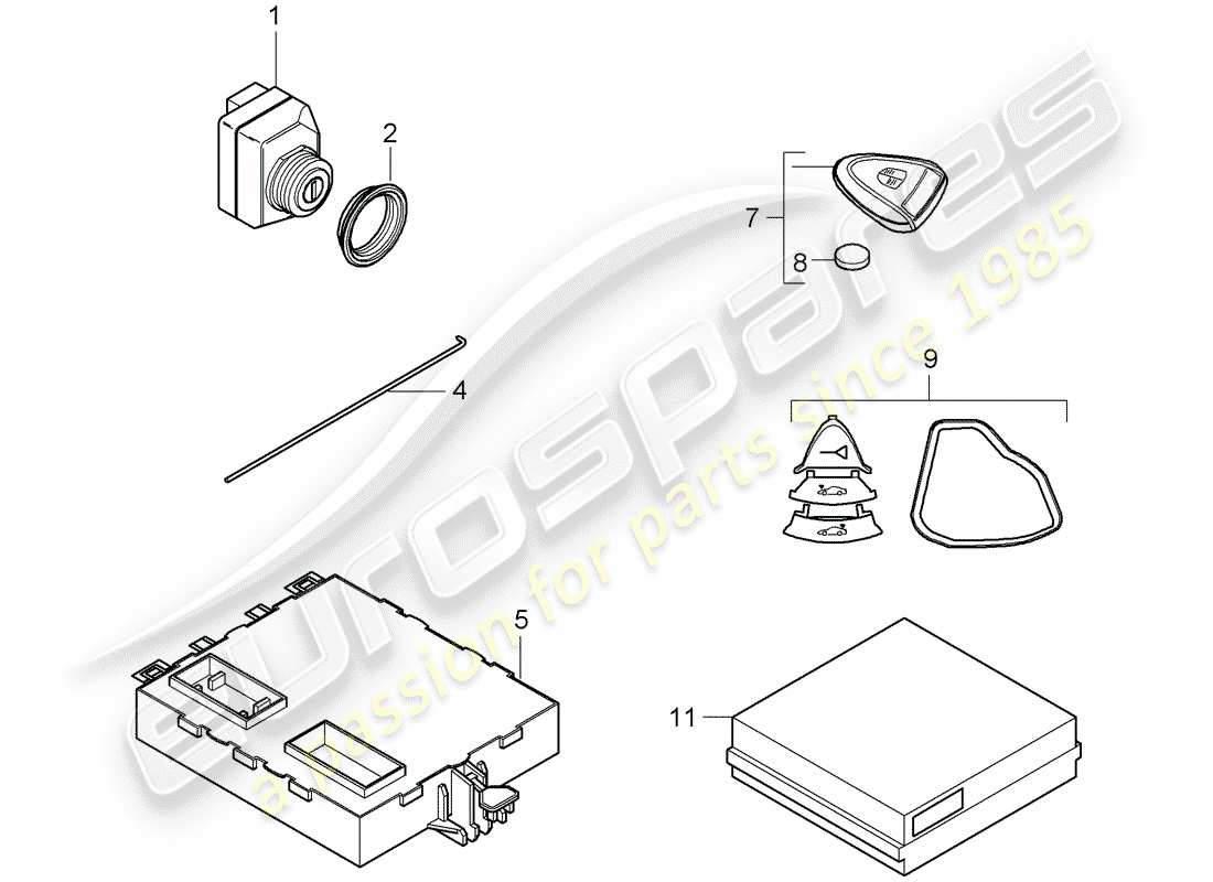porsche 2005 (987 boxster) steuergeräte ersatzteildiagramm