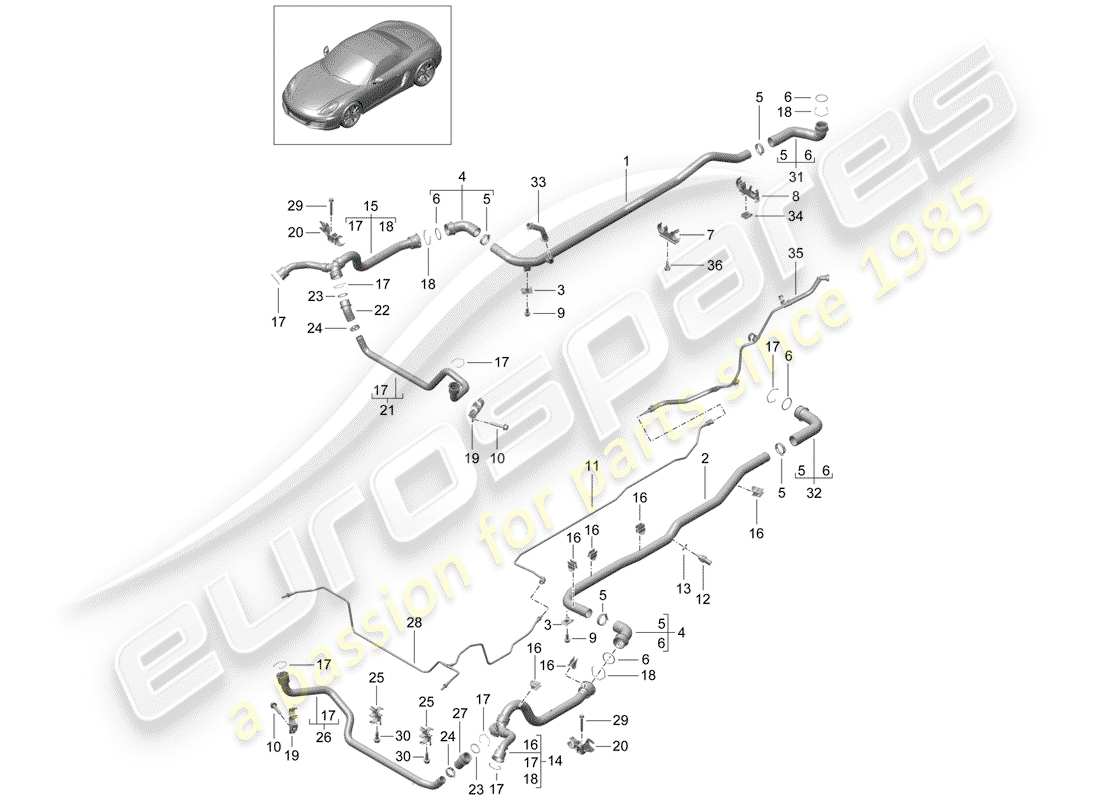 porsche 2015 (981 boxster) wasserkühlung 1 ersatzteildiagramm