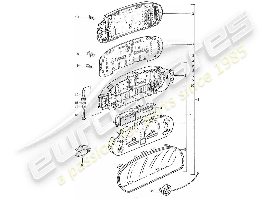 porsche 1989 (928) kombiinstrument - d - mj 1989>> ersatzteildiagramm