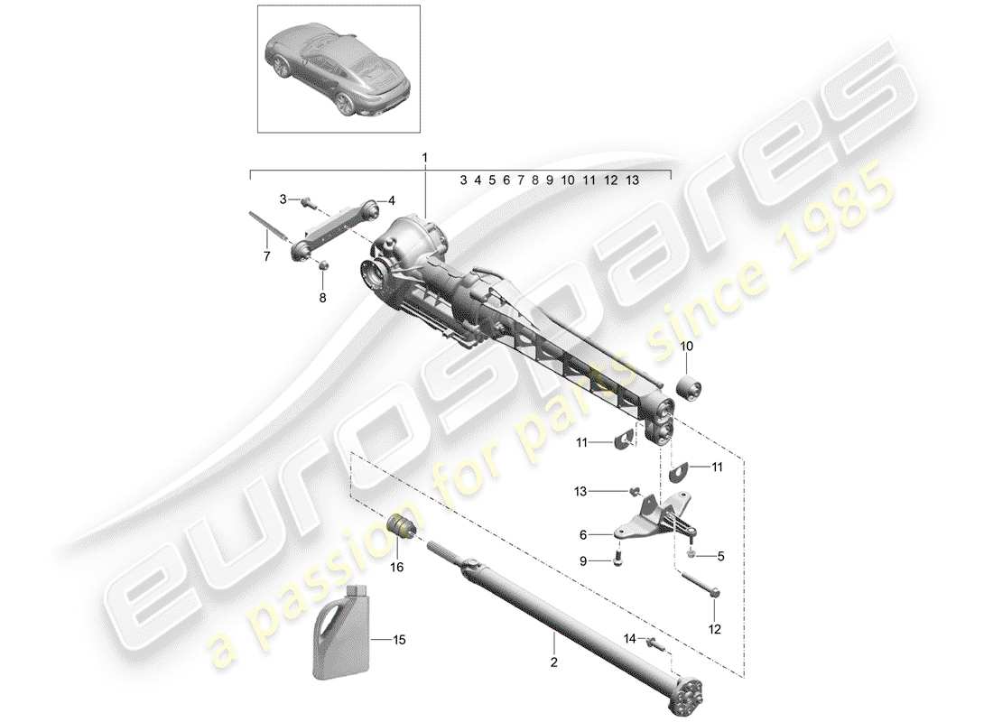 porsche 2019 (991-2 turbo) vorderachsdifferential teilediagramm