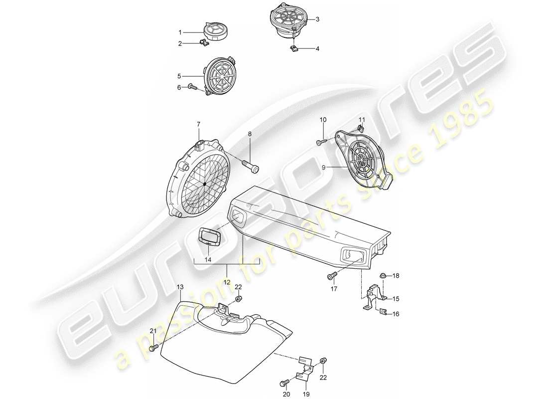 porsche 2013 (997-2 turbo / gt2 rs) lautsprecher-teilediagramm