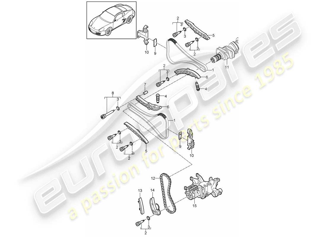 porsche 2012 (987 cayman) ventilsteuerung teilediagramm