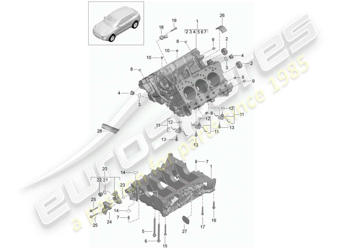 porsche 2017 (macan) kurbelgehäuse-teilediagramm