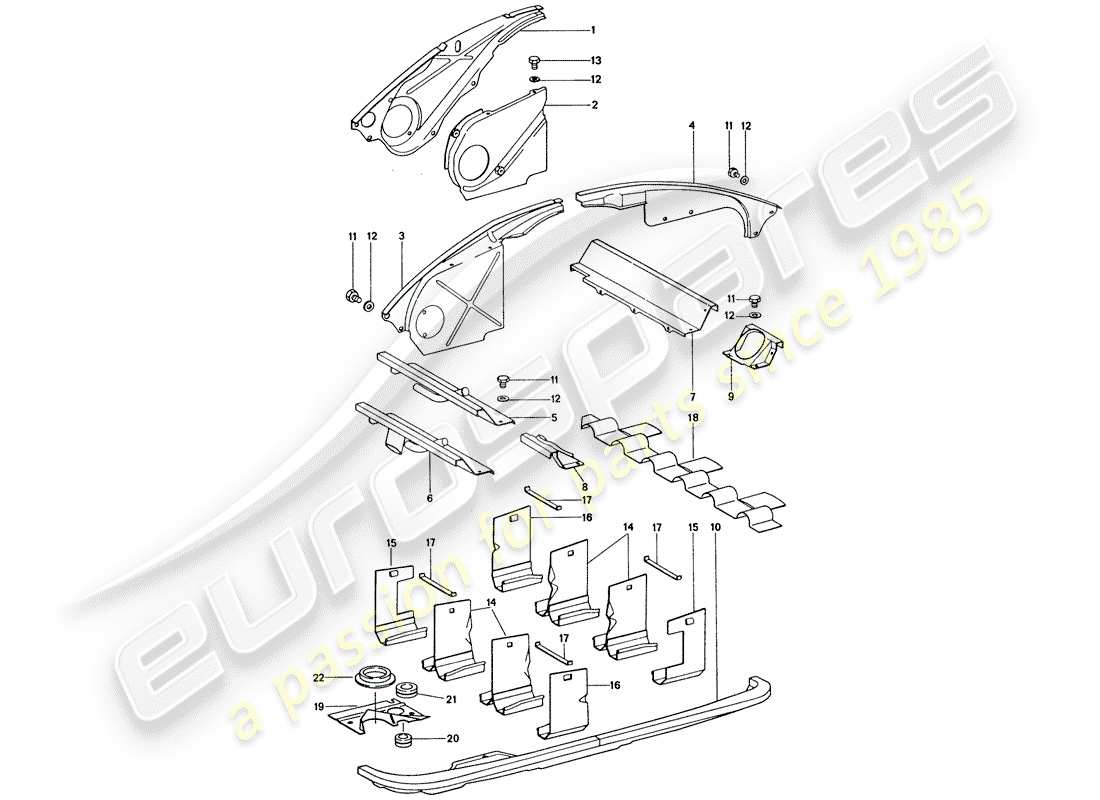 porsche 1974 (911) luftkanal - motorabdeckung ersatzteildiagramm