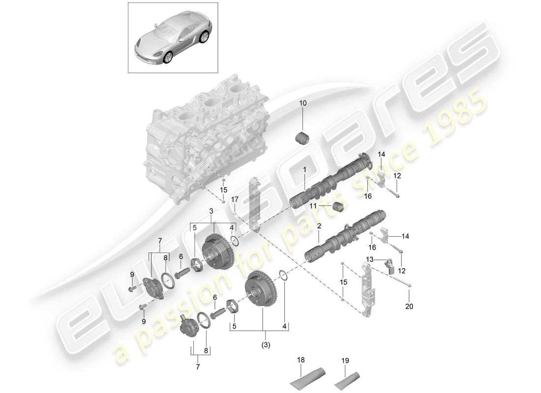 porsche 2017 (718 cayman) nockenwelle teilediagramm