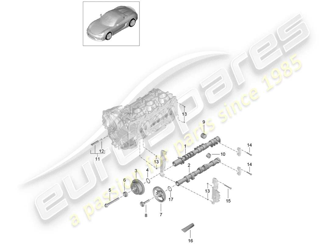 porsche 2016 (981 boxster spyder) nockenwelle teilediagramm