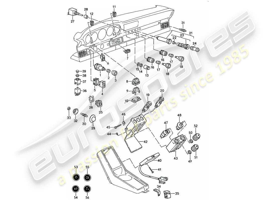 porsche 1989 (911) switch-ersatzteildiagramm