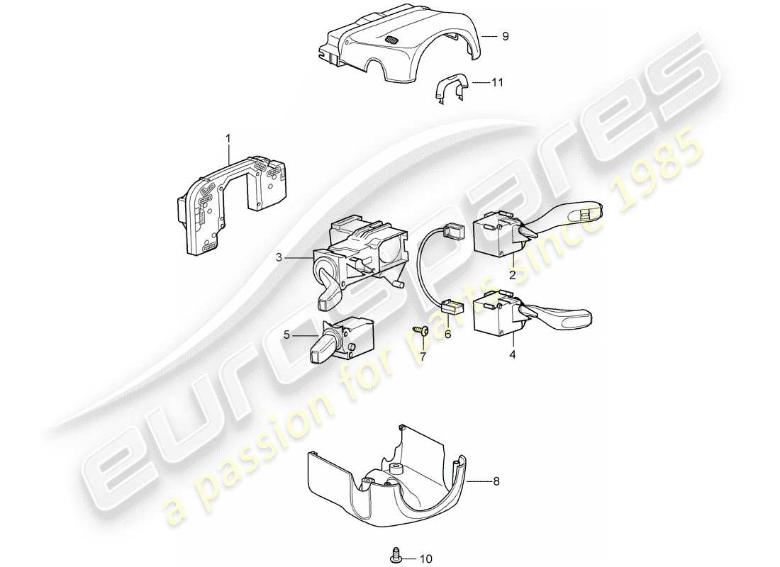 porsche 2010 (997-2 gt3) lenkstockschalter ersatzteildiagramm
