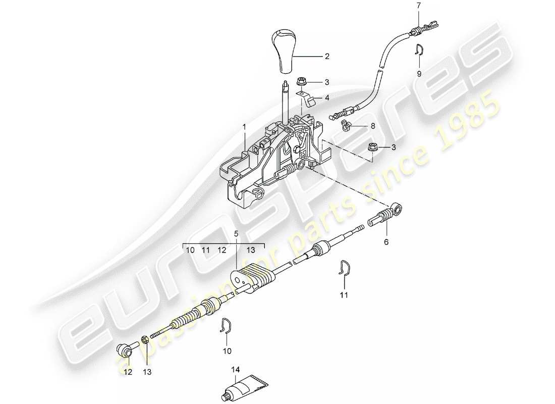 porsche 2000 (996) wahlhebel - tiptronic teilediagramm