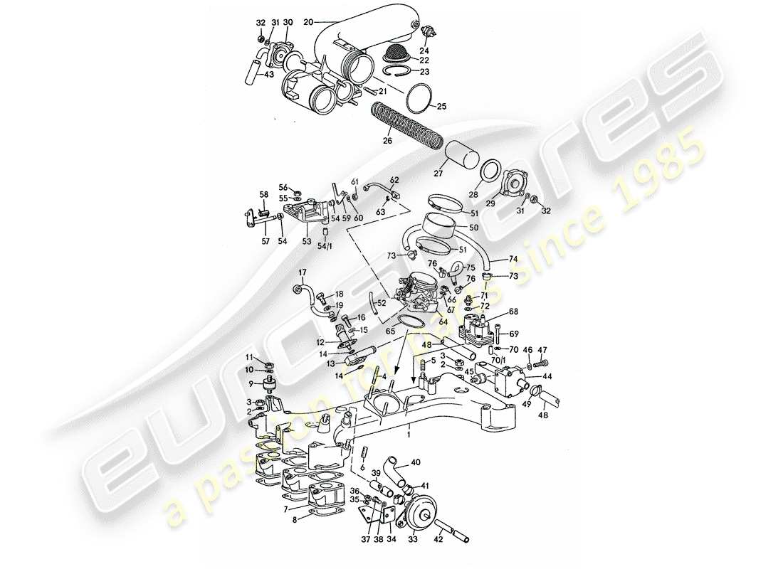 porsche 1977 (911 turbo) für - k - jetronic ersatzteildiagramm
