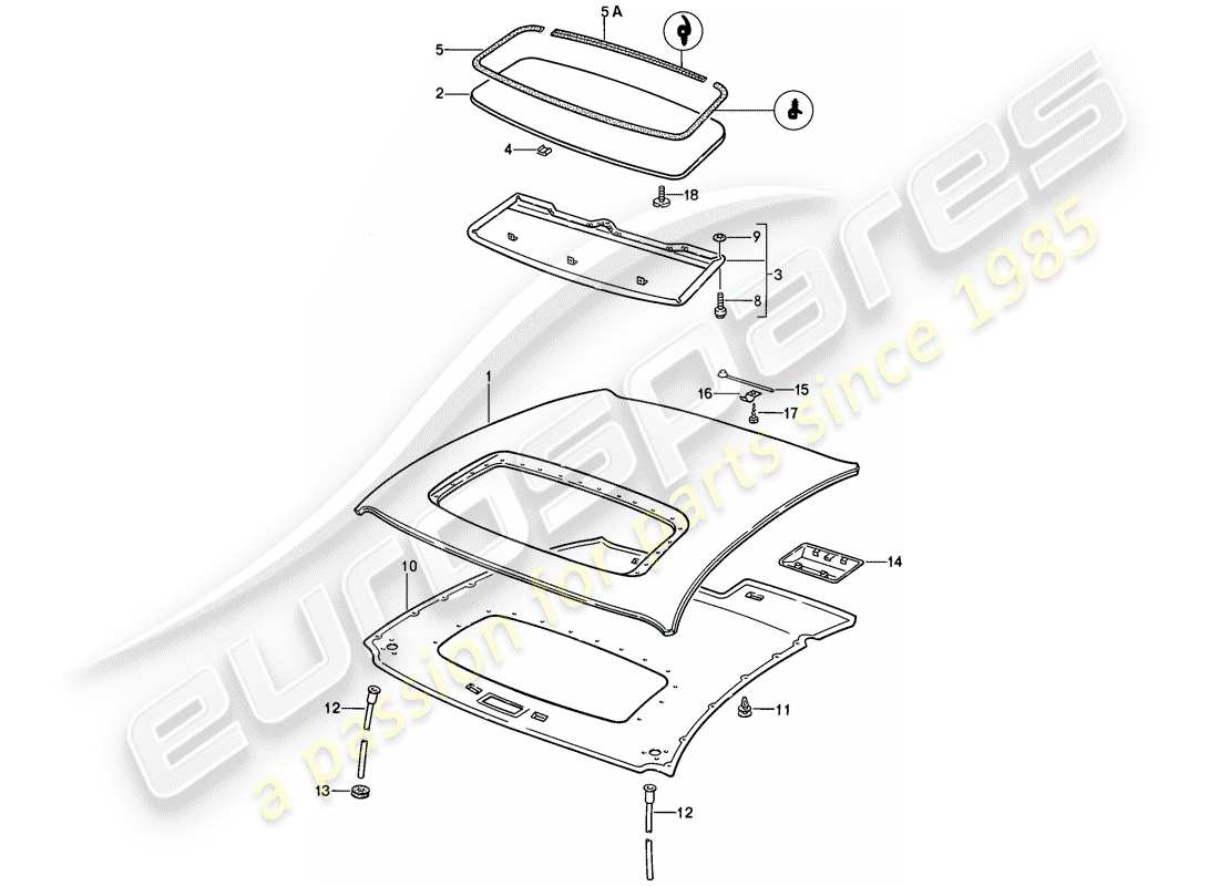 porsche 1983 (928) schiebedach teilediagramm