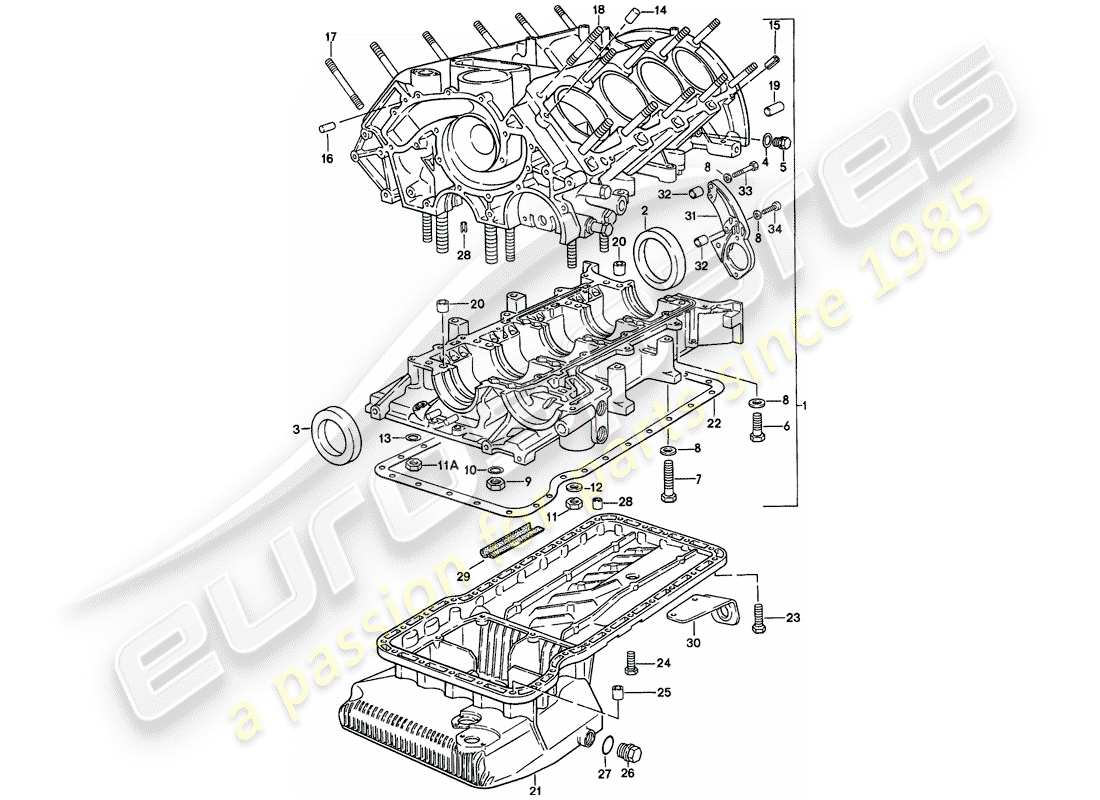 porsche 1986 (928) kurbelgehäuse - reparatursatz für wartung - siehe abbildung: ersatzteildiagramm