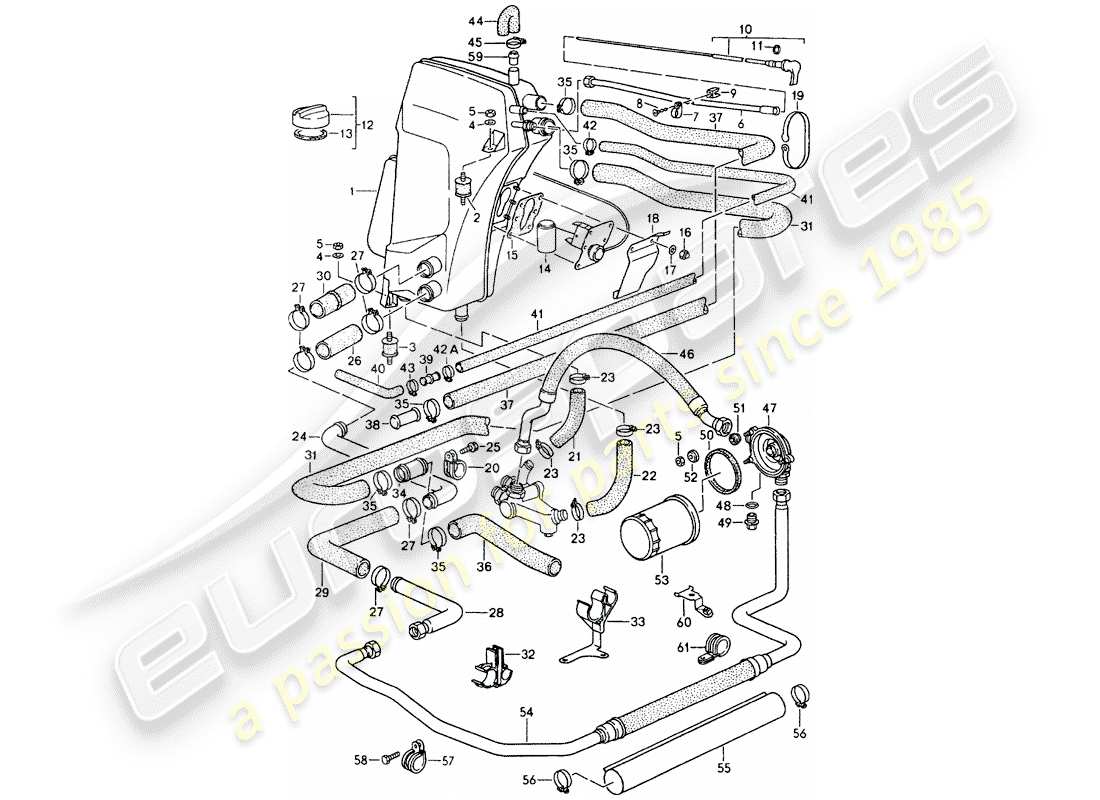 porsche 1992 (964) öltank - leitungen ersatzteildiagramm