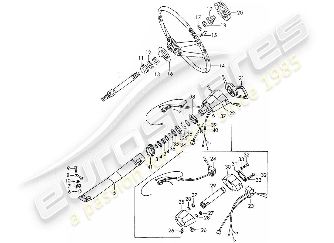 porsche 1967 (911/912) zwischenlenkwelle - lenkrad - lenksäulenschalter - d >> - mj 1967 ersatzteildiagramm