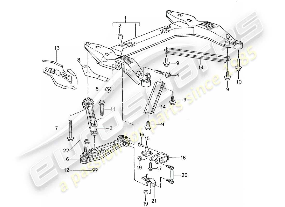 porsche 2002 (986 boxster) querträger – querlenker teilediagramm